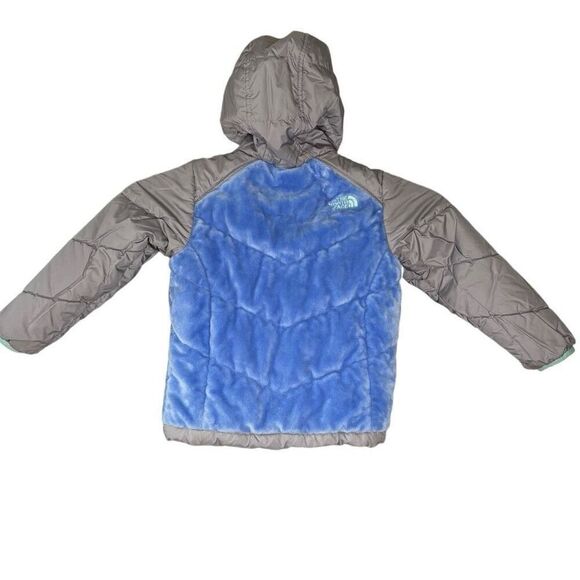 The North Face Blue Green Girl Reversible Perseus Insulated Hooded Jacket Sz 4T - Picture 3 of 9